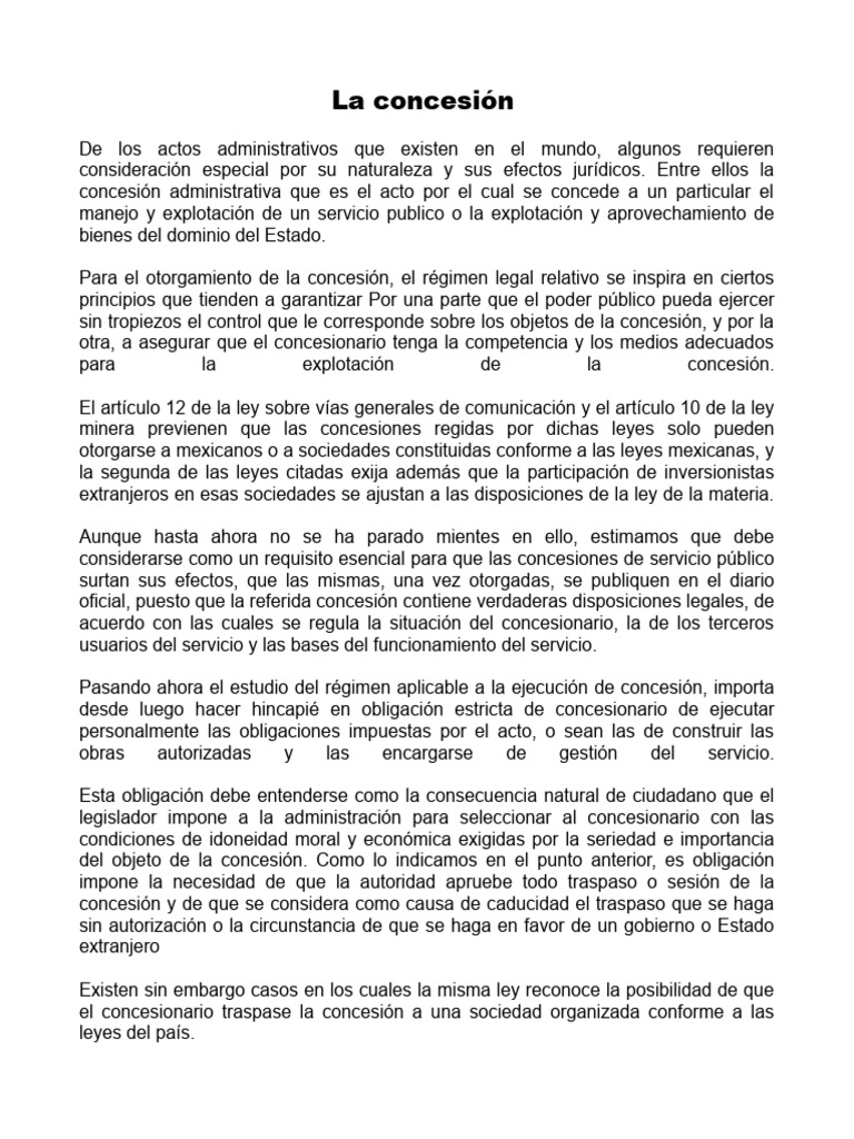 Concesiones Administrativas en México | PDF | Concesión (contrato ...
