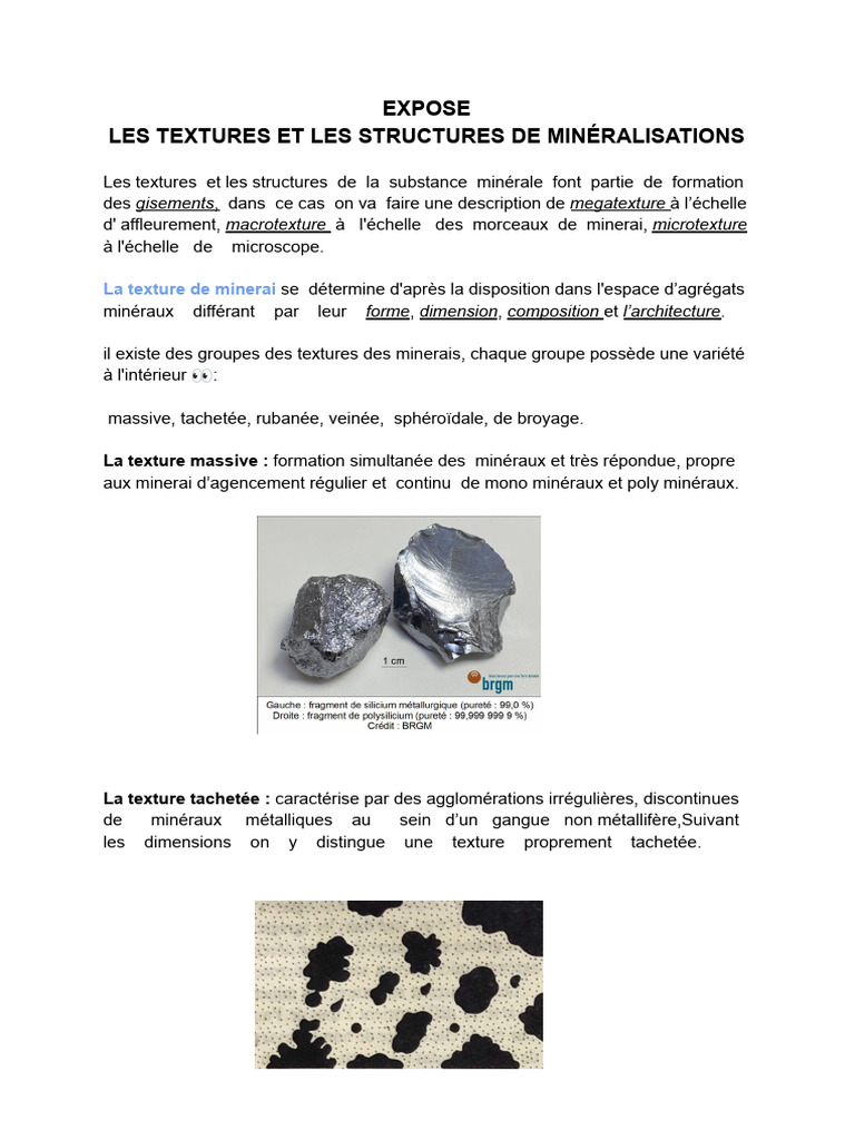 Textures et Structures des Minéralisations | PDF | Minéral | Matériaux