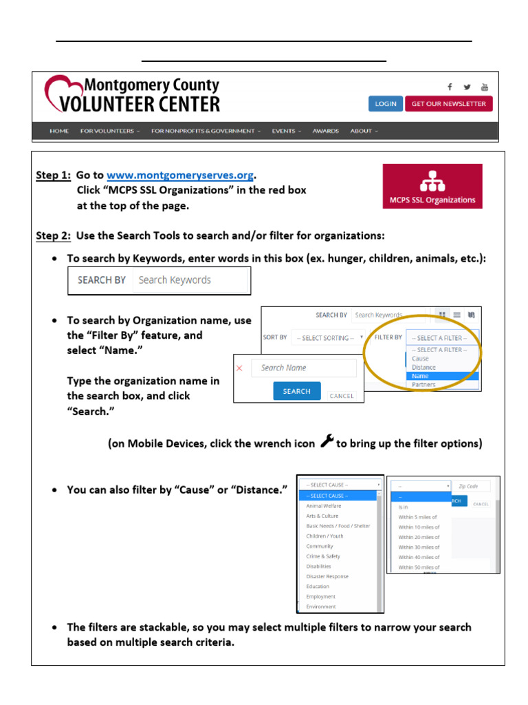 Searching The MCVC Website For Organizations by Keyword | PDF