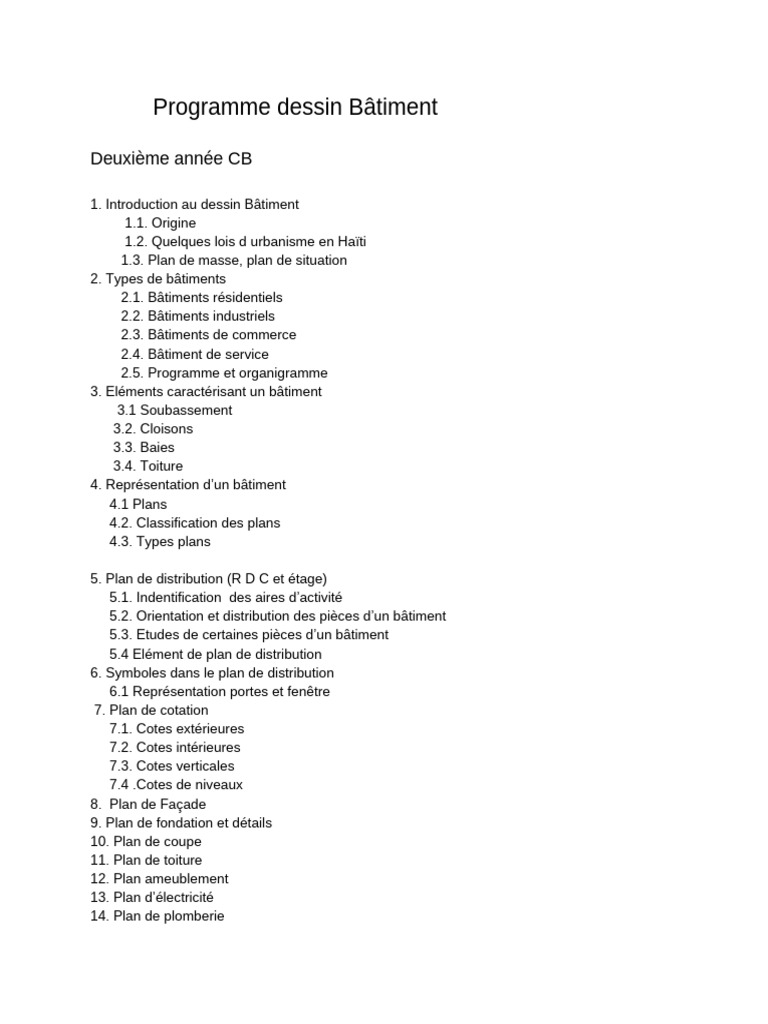 Programme de Dessin Bâtiment 2ème Année | PDF
