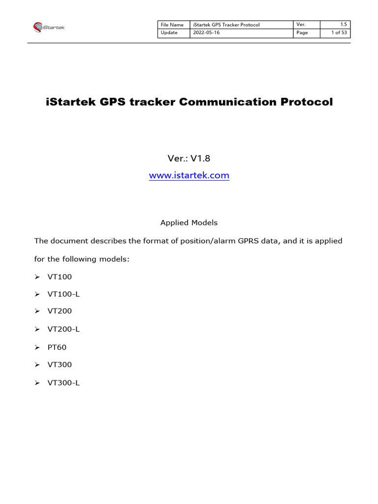 Istartek gps tracker communication protocol v1 8 pdf general packet