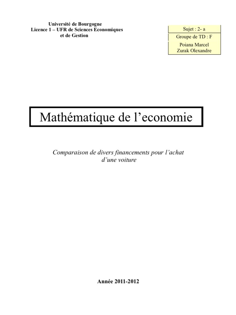 Rapport Intermédiaire Maths 1ère Année | PDF | Fonction (Mathématiques ...