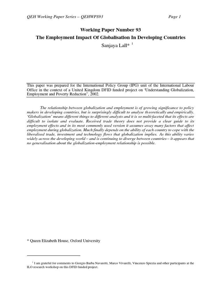 The Employment Impact of Globalization I | PDF | Globalization | Labour ...