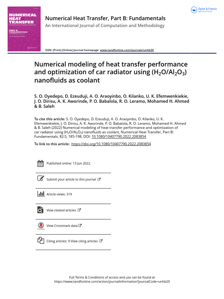 Car Radiator Optimization with Nanofluids | PDF | Radiator | Heat Transfer