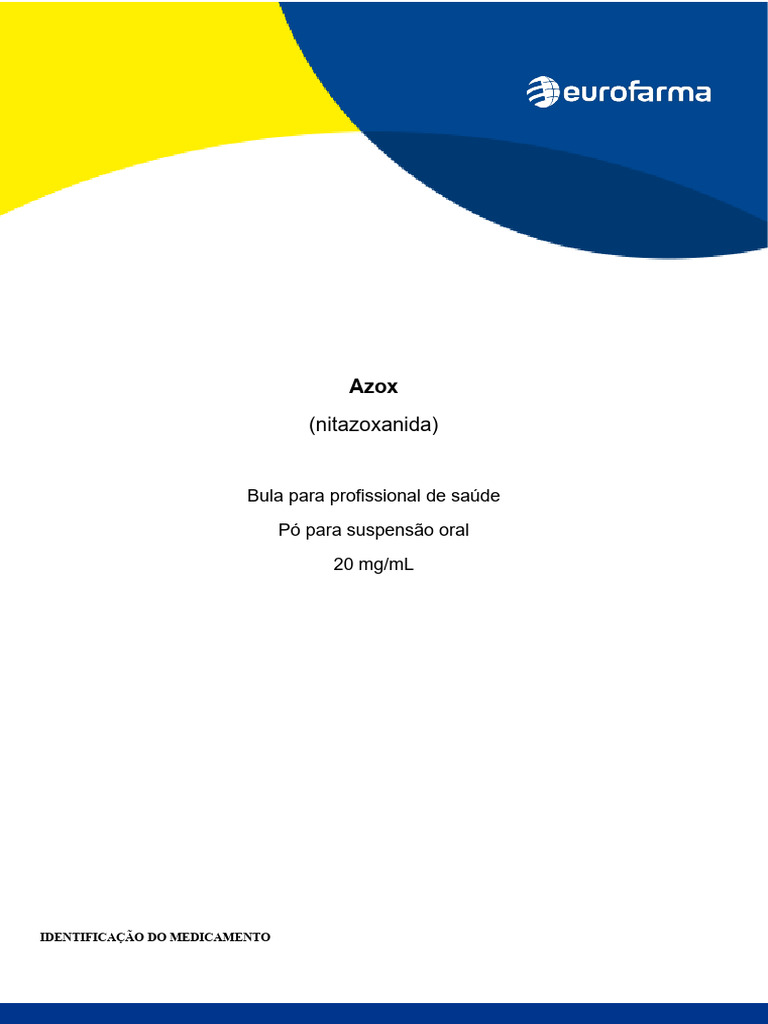 Azox: Indicações e Eficácia da Nitazoxanida | PDF | Remédio | Doenças e ...