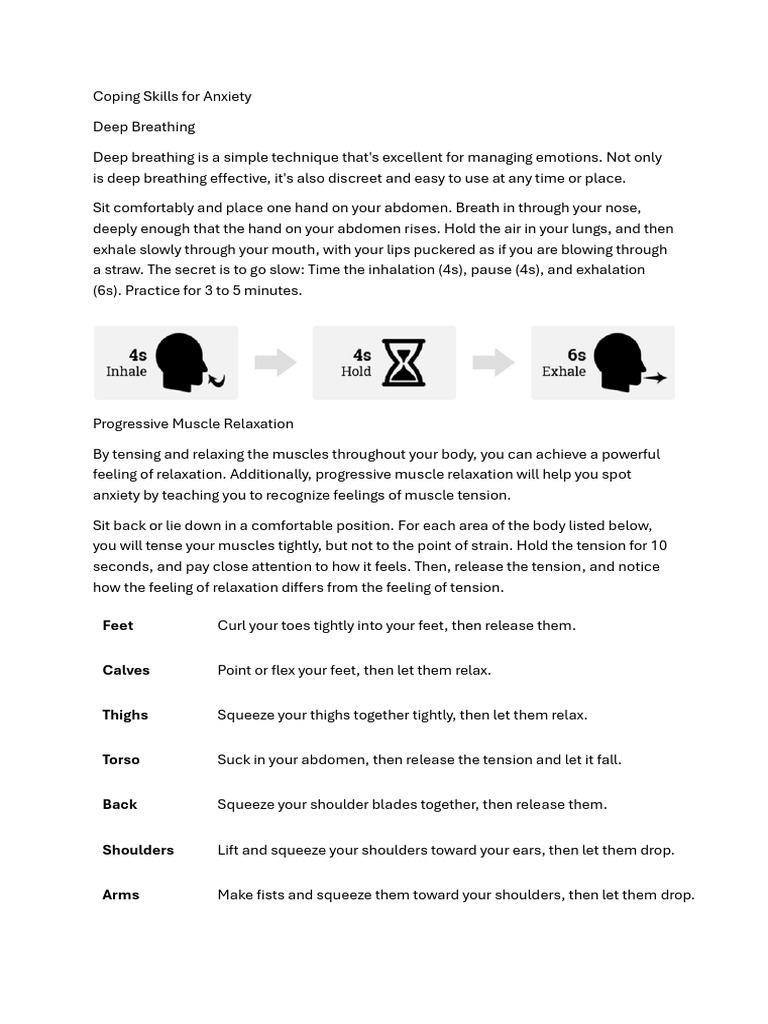 Effective Coping Skills for Anxiety | PDF | Thought | Relaxation ...
