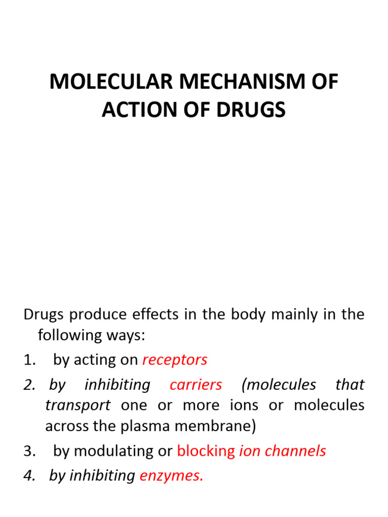 Molecular Mechanisms of Drug Action | PDF | Receptor (Biochemistry ...