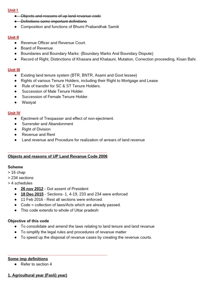 UP Land Revenue Code Overview | PDF | Lease