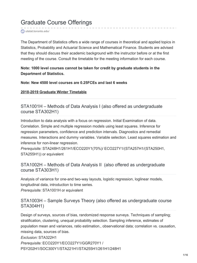 Graduate Statistics Course Overview | PDF | Statistics | Statistical ...