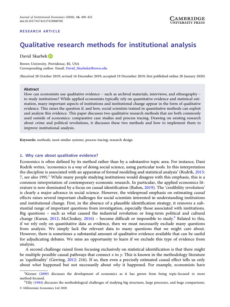 Qualitative Research Methods For Institutional Analysis | PDF ...