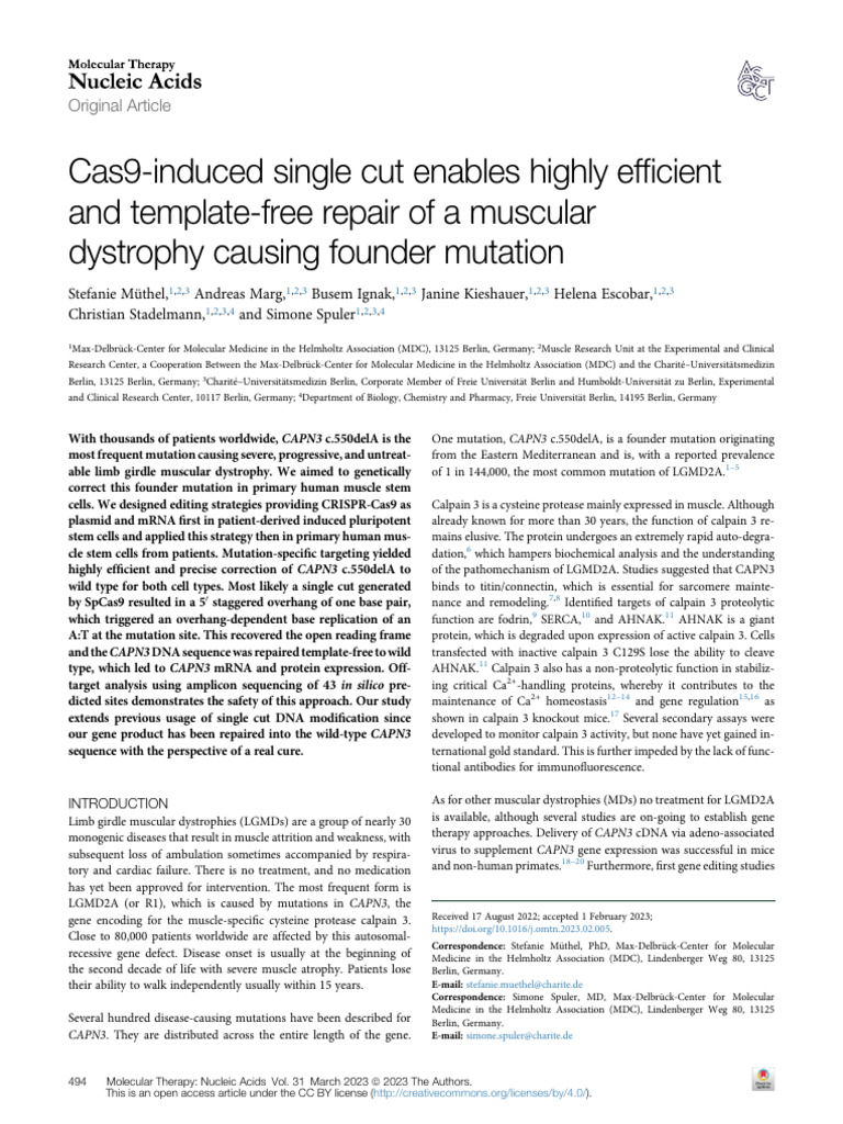 Cas9 Induced Single Cut Enables Highly Efficient A | PDF | Dna ...