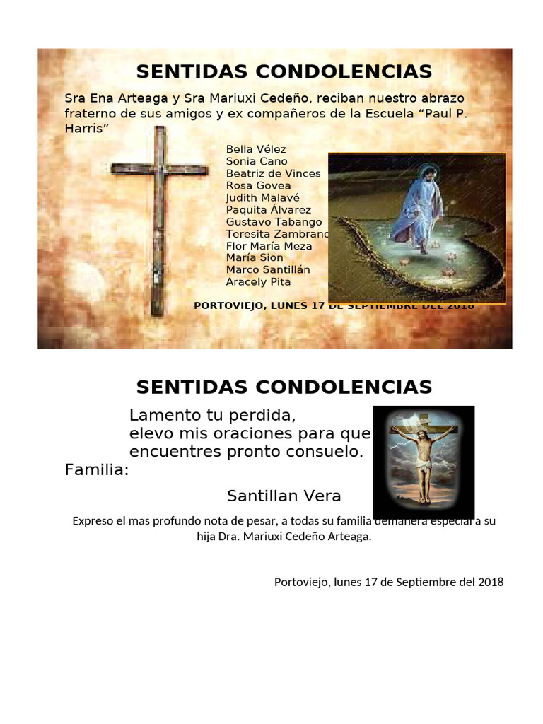 Sentidas Condolencias | PDF