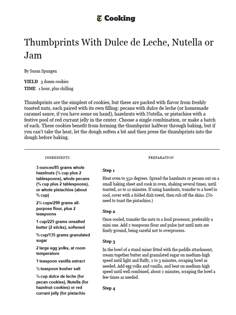 Thumbprints with dulce de leche nutella or jam pdf baking fruit