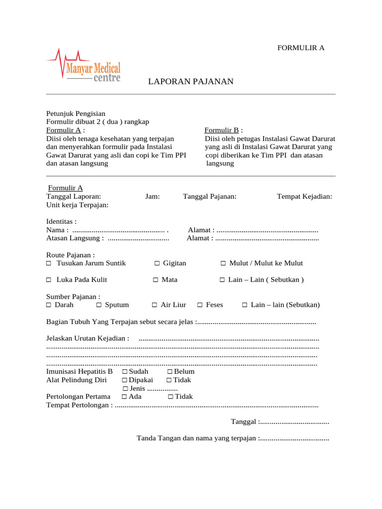 Laporan Pajanan Tenaga Kesehatan | PDF