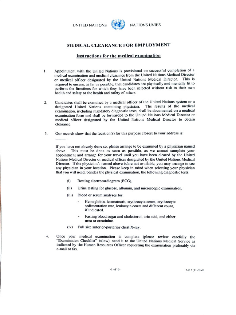 Instructions For The Medical Examination: Provisional | PDF | Physical ...