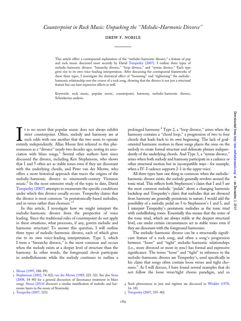 Counterpoint in Rock Music Unpacking The | PDF | Harmony | Song Structure