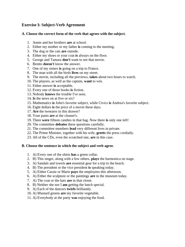 Subject-Verb Agreement (Resolution) | PDF