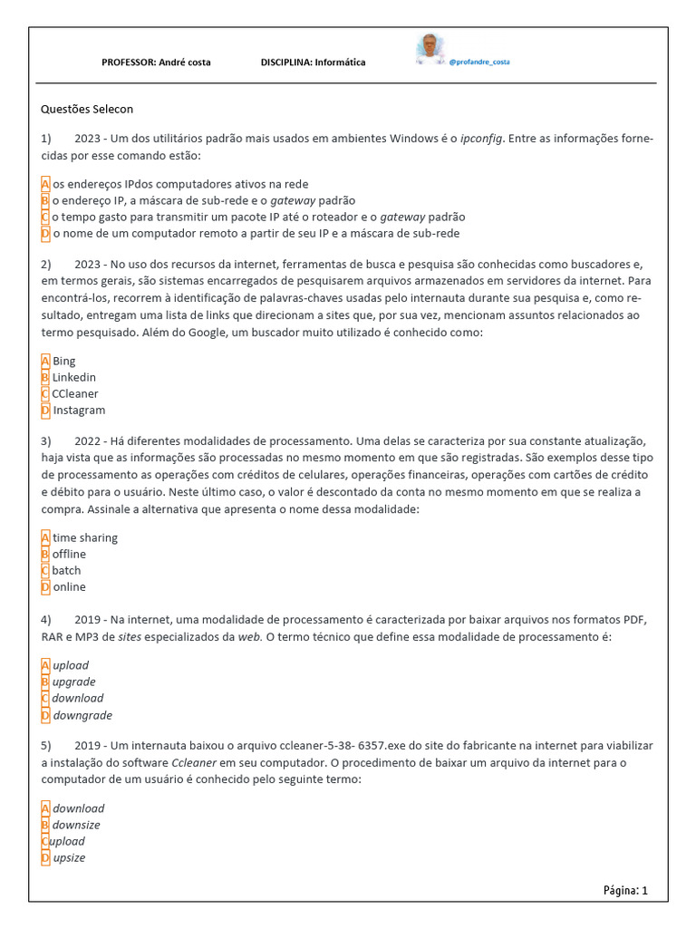 Curso de Exercícios Selecon 2023 | PDF | Plataforma como serviço ...