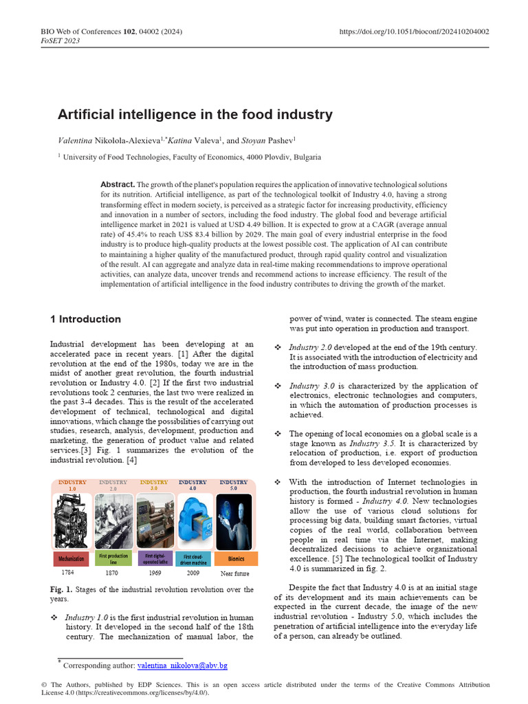 AI's Impact on the Food Industry | PDF | Artificial Intelligence ...