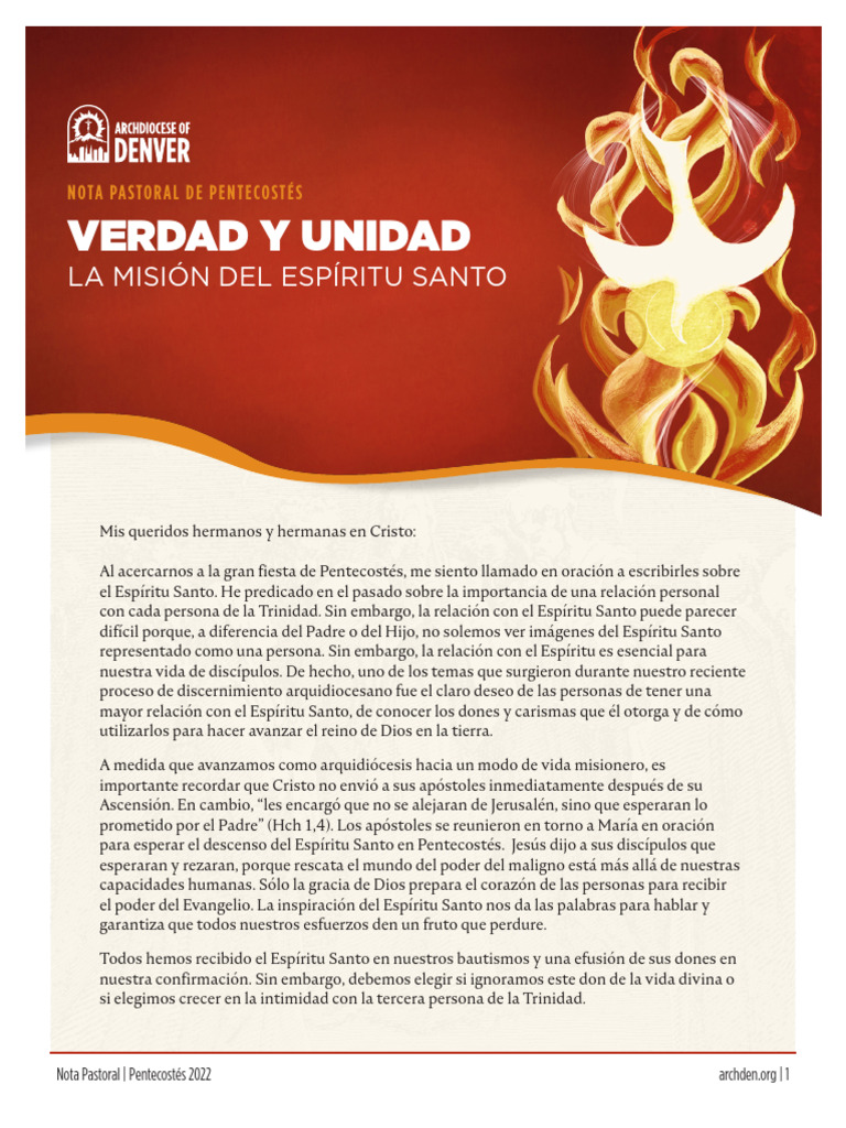 2022 Pentecost Pastoral Note Es | PDF | espíritu Santo | Pentecostés