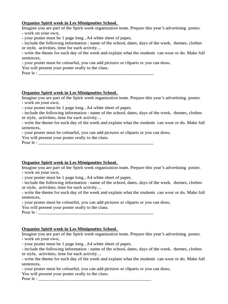 Organize Spirit Week | PDF | Fashion | Clothing