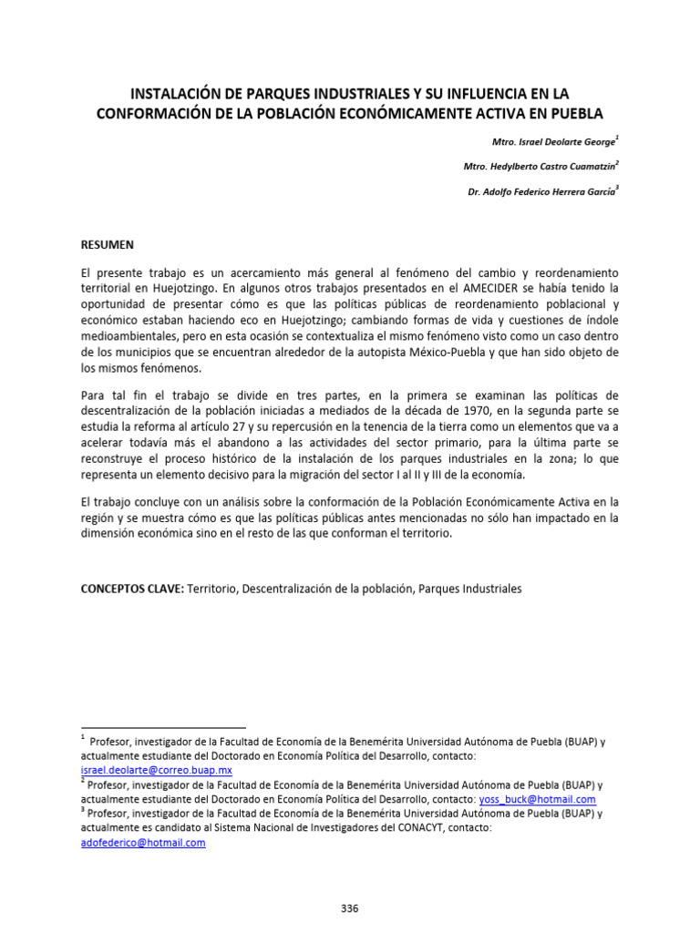 Parques Industriales y PEA en Puebla | PDF | México | Tratado de Libre ...