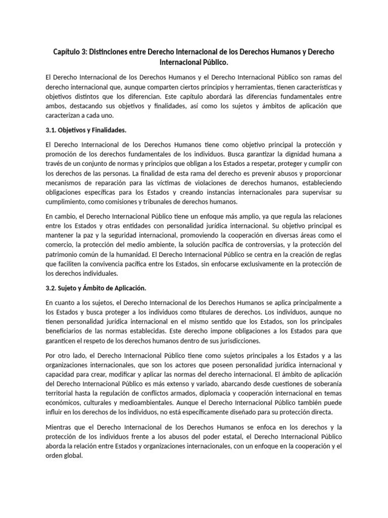 Diferencias entre Derechos Humanos y Derecho Internacional | PDF | Ley ...