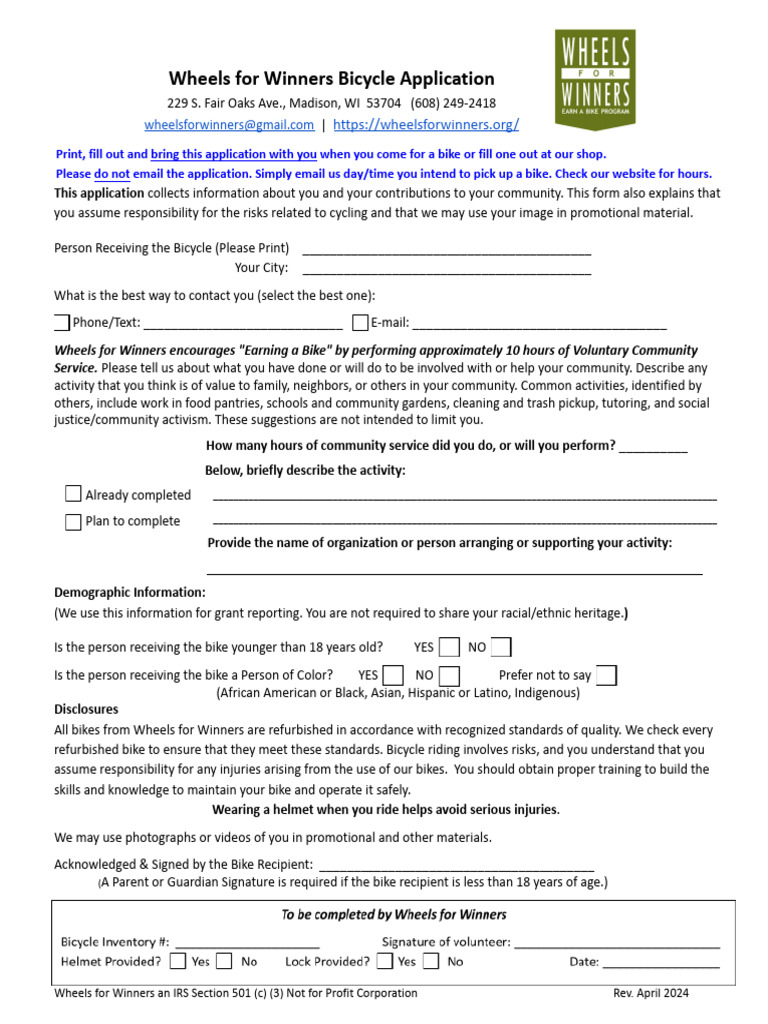 Bike Earner Application Form-Current | PDF