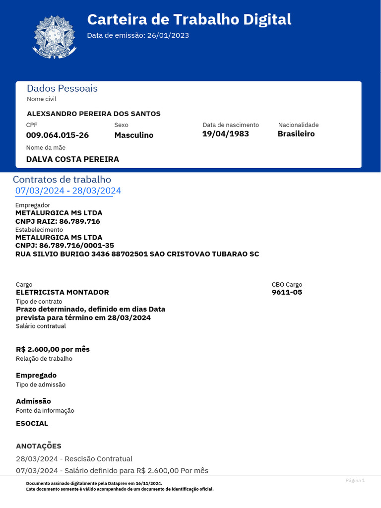 CBO e Salários na Carteira Digital | PDF | Férias trabalhistas ...