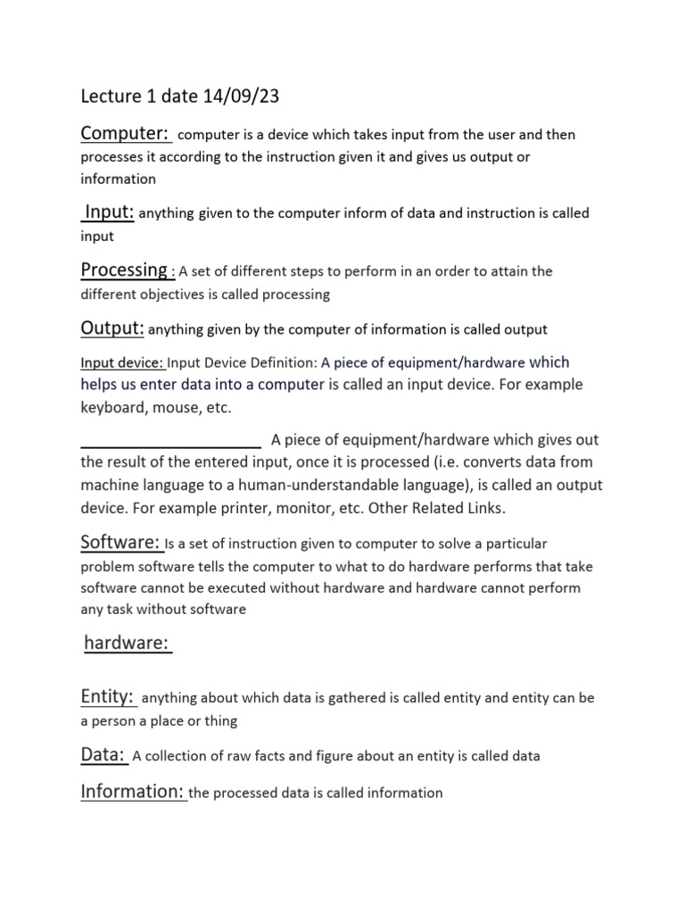 Computers Lectures | PDF | Computer Hardware | Input/Output