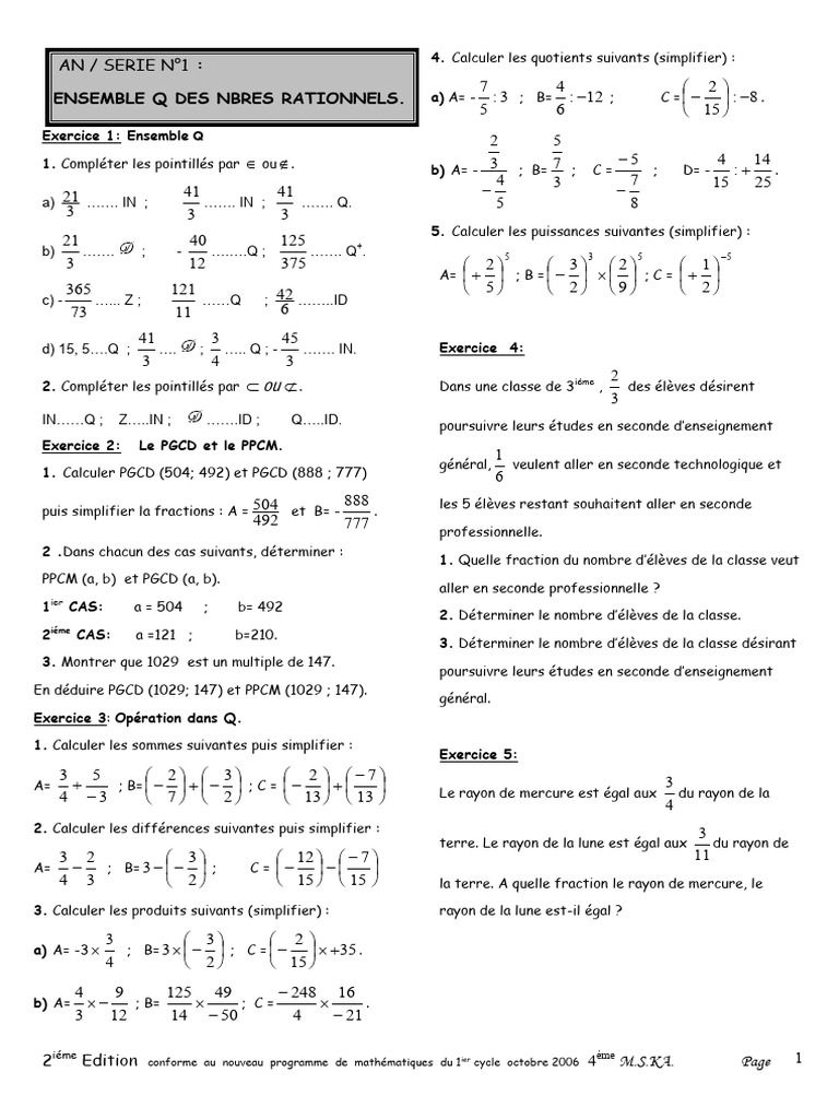 Ensemble des nombres rationnels | PDF | Mathématiques discrètes ...