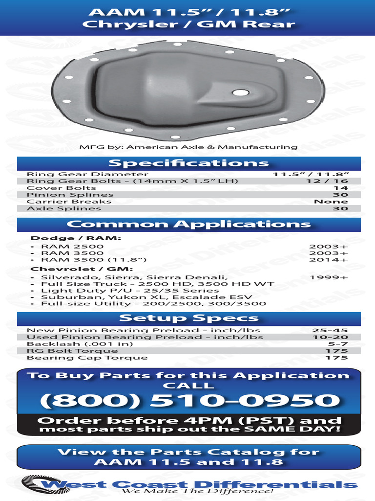 AAM 11.5 Axle Specifications Guide | PDF | Industries | Chevrolet