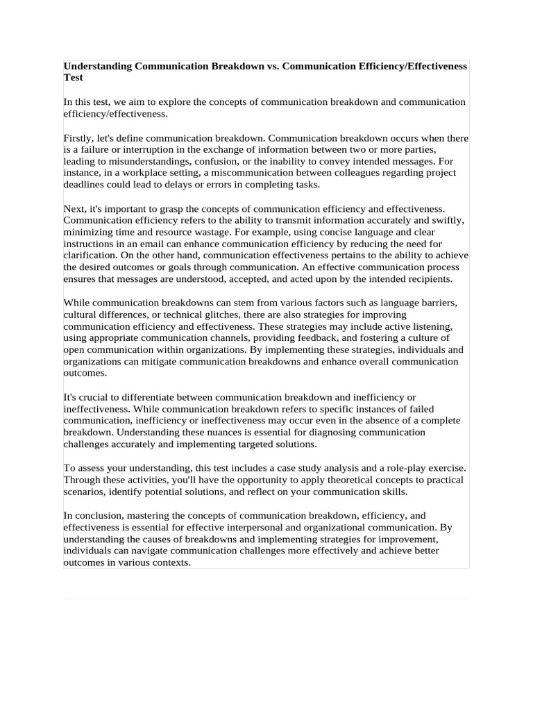 Understanding Communication Breakdown Vs | PDF | Communication ...