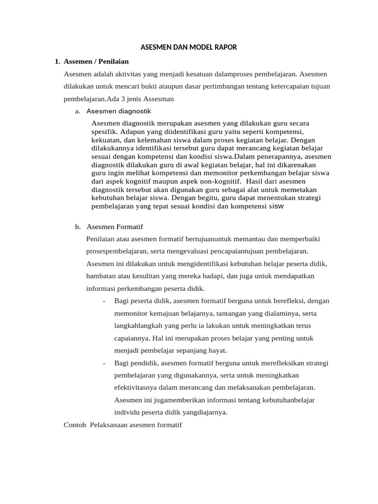 Jenis Asesmen dalam Pembelajaran | PDF