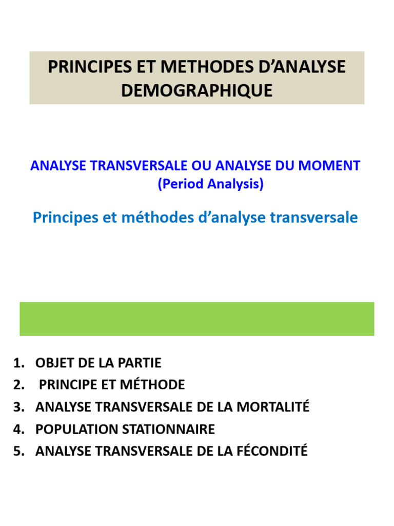 Analyse Transversale en Démographie | PDF | Taux de fécondité ...