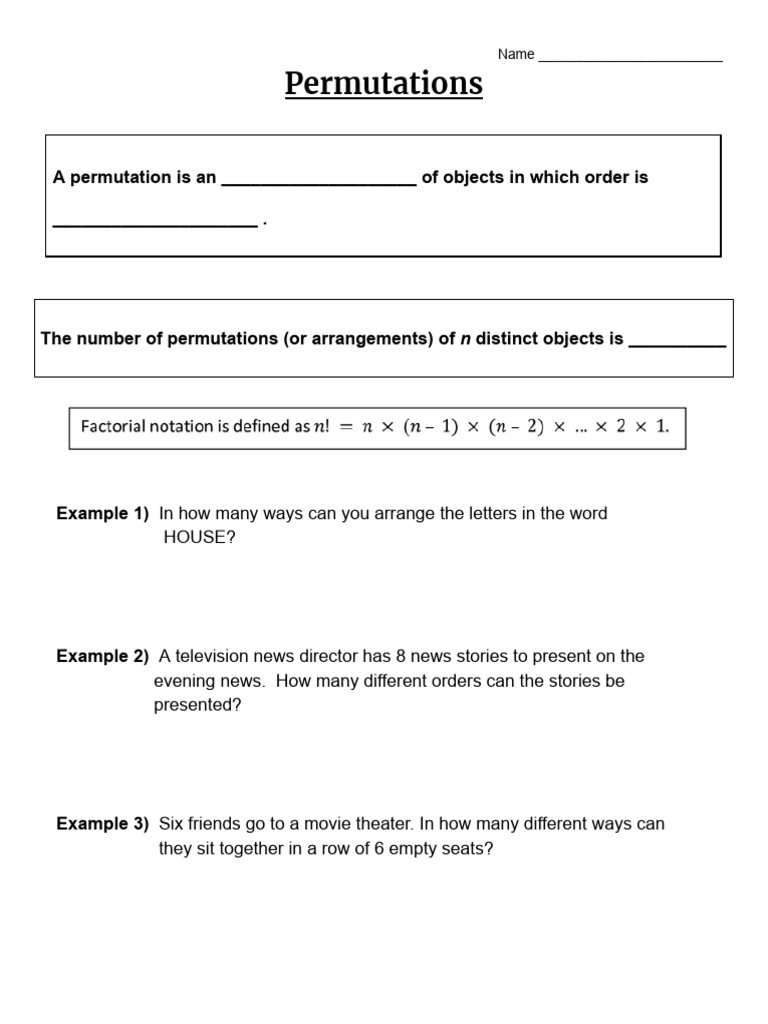 Permutations Pdf