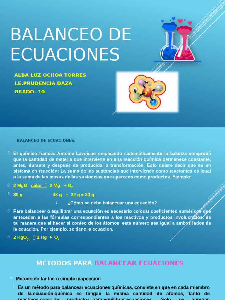 Balanceo de Ecuaciones | PDF | Redox | Ecuaciones