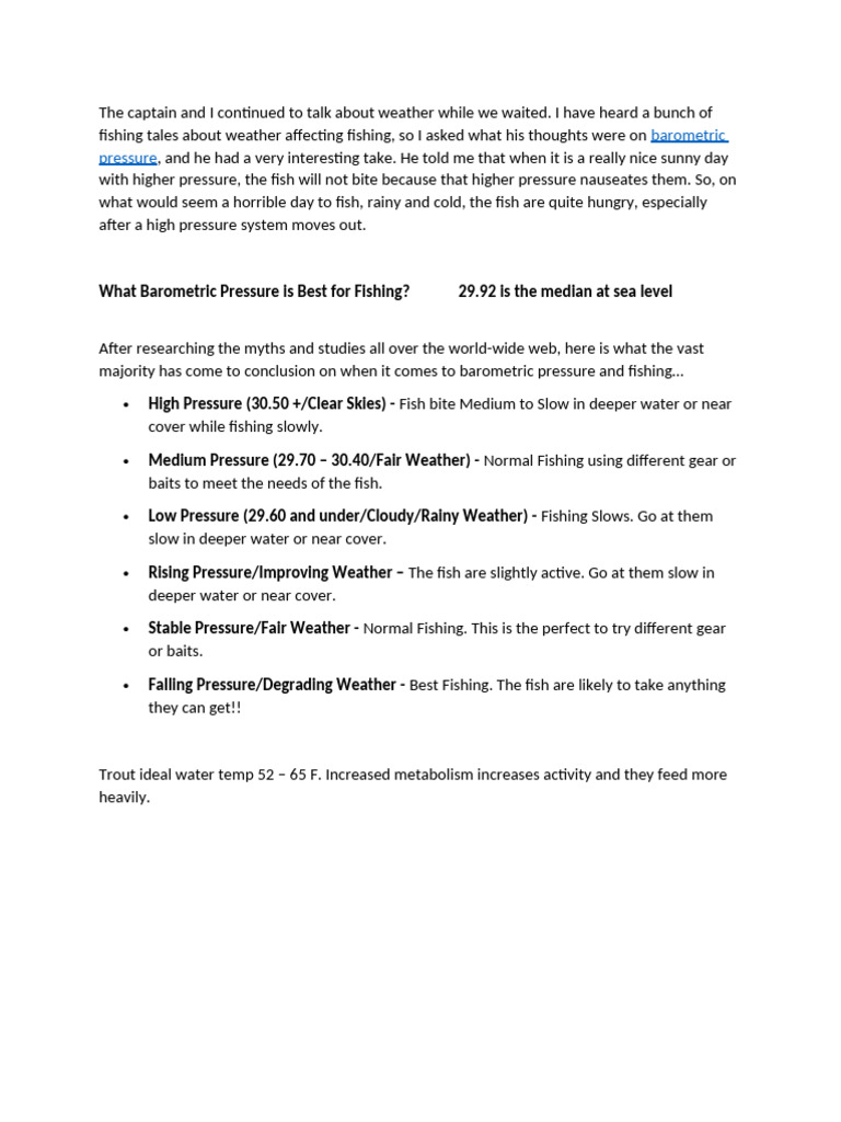 Fishing and Barometer Variation | PDF