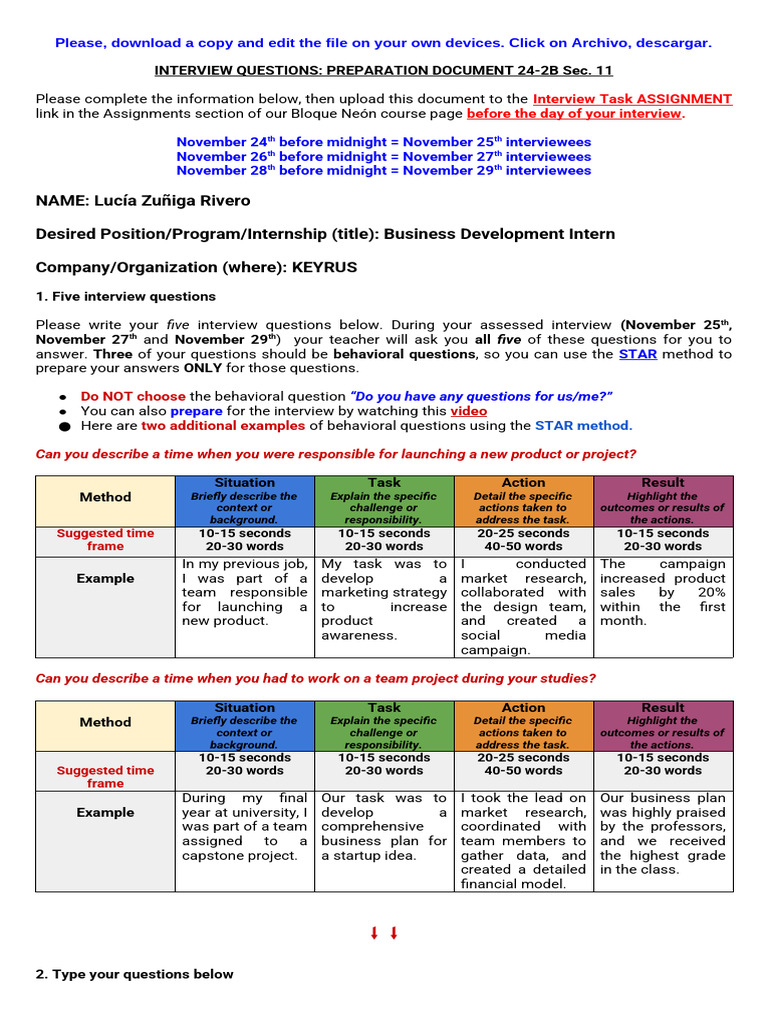 LENG10B-S11-Five Assessed Interview Questions 24-2B | PDF | Interview ...