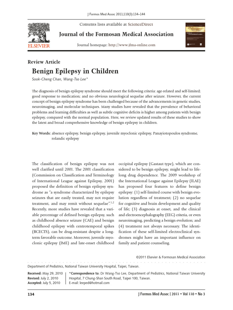 Benign Epilepsy in Childhood Overview | PDF | Epilepsy | Neurological ...