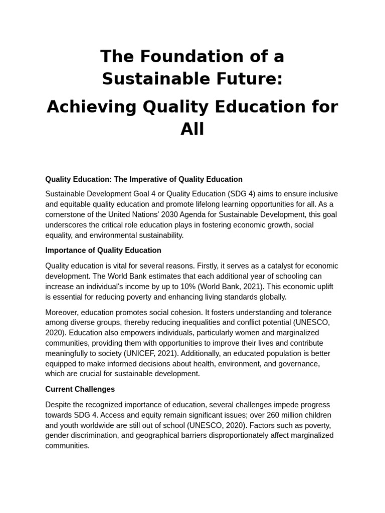 The Foundation of A Sustainable Future | PDF | Sustainable Development ...