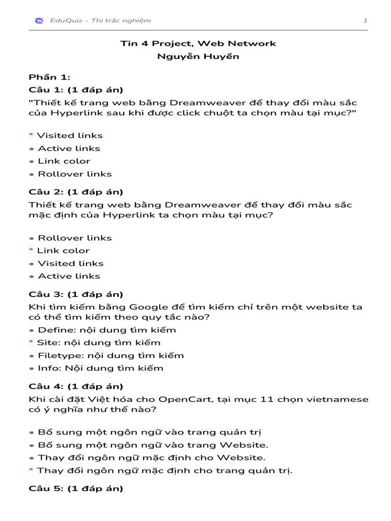 Tin 4 Project, Web Network | PDF