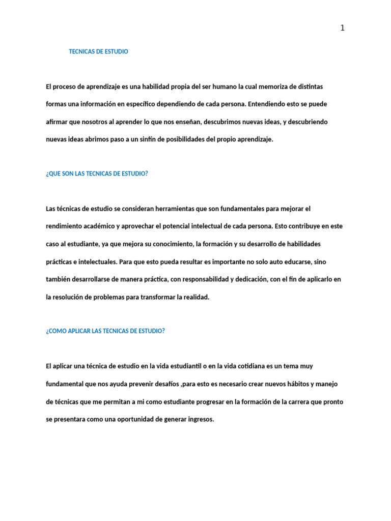 Técnicas de Estudio Efectivas para Estudiantes | PDF | Habilidades de ...