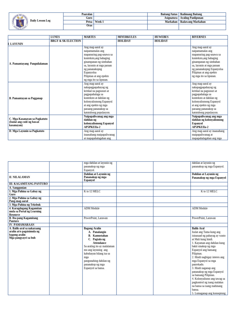 DLL Week 1 Ap | PDF