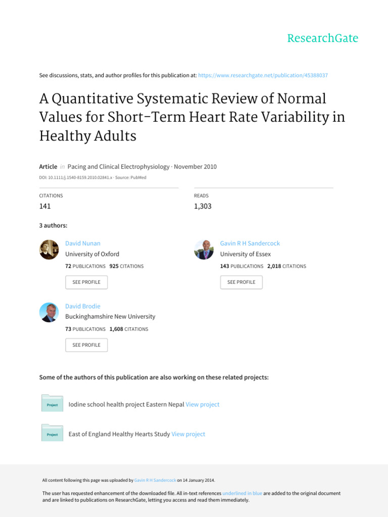 A Quantitative Systematic Review of Normal Val | PDF