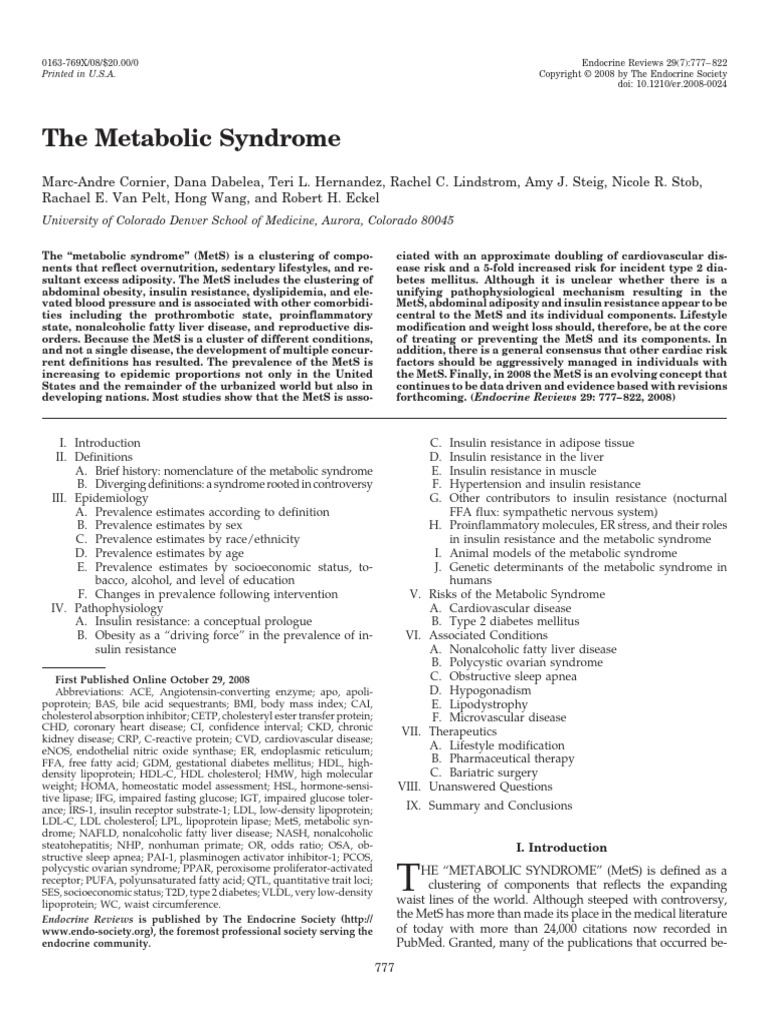 Metabolic Syndrome 2008 | PDF | Metabolic Syndrome | Low Density ...