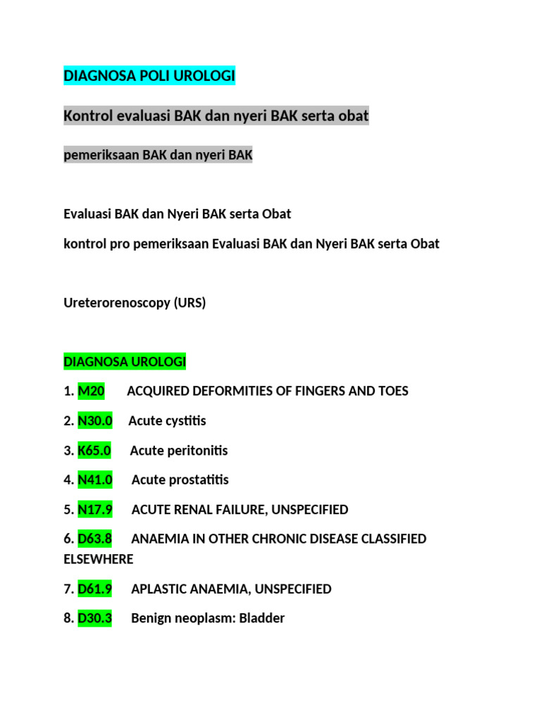 Urology Diagnosis and Evaluation Guide | PDF | Clinical Medicine ...