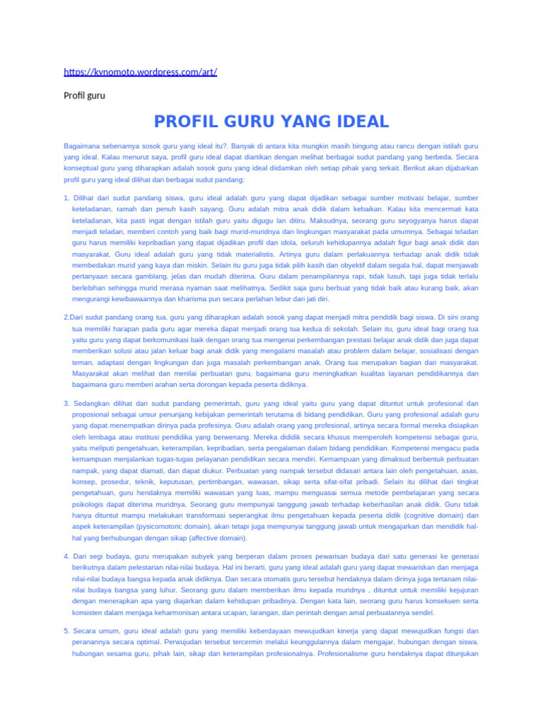Profil Guru Yang Ideal | PDF