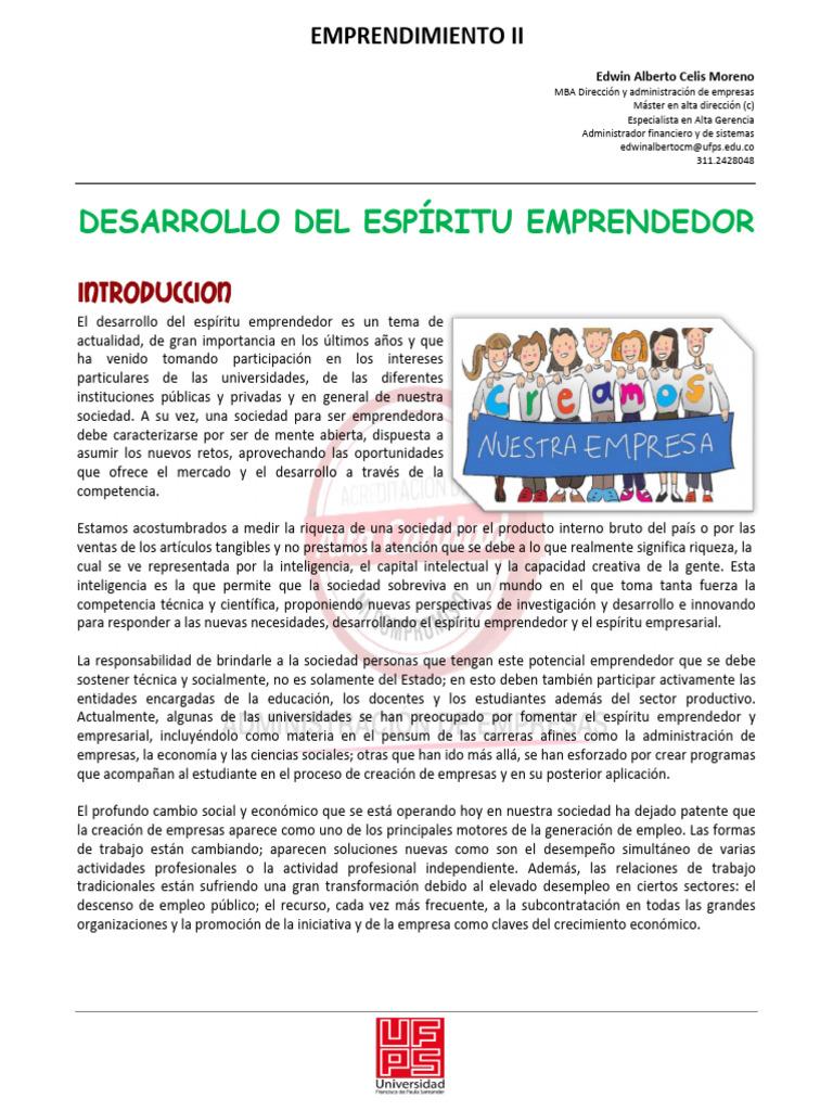 Desarrollo del Espíritu Emprendedor | PDF | Iniciativa empresarial ...