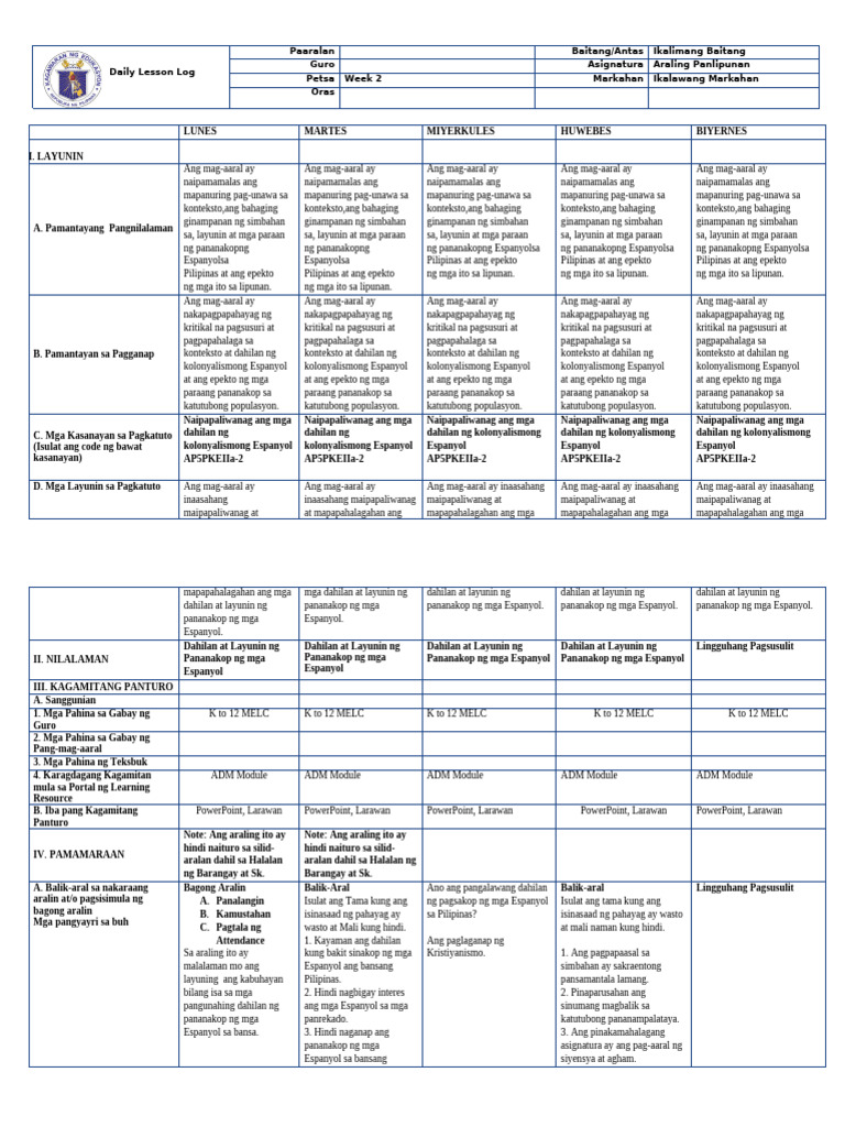DLL Week 2 Ap | PDF